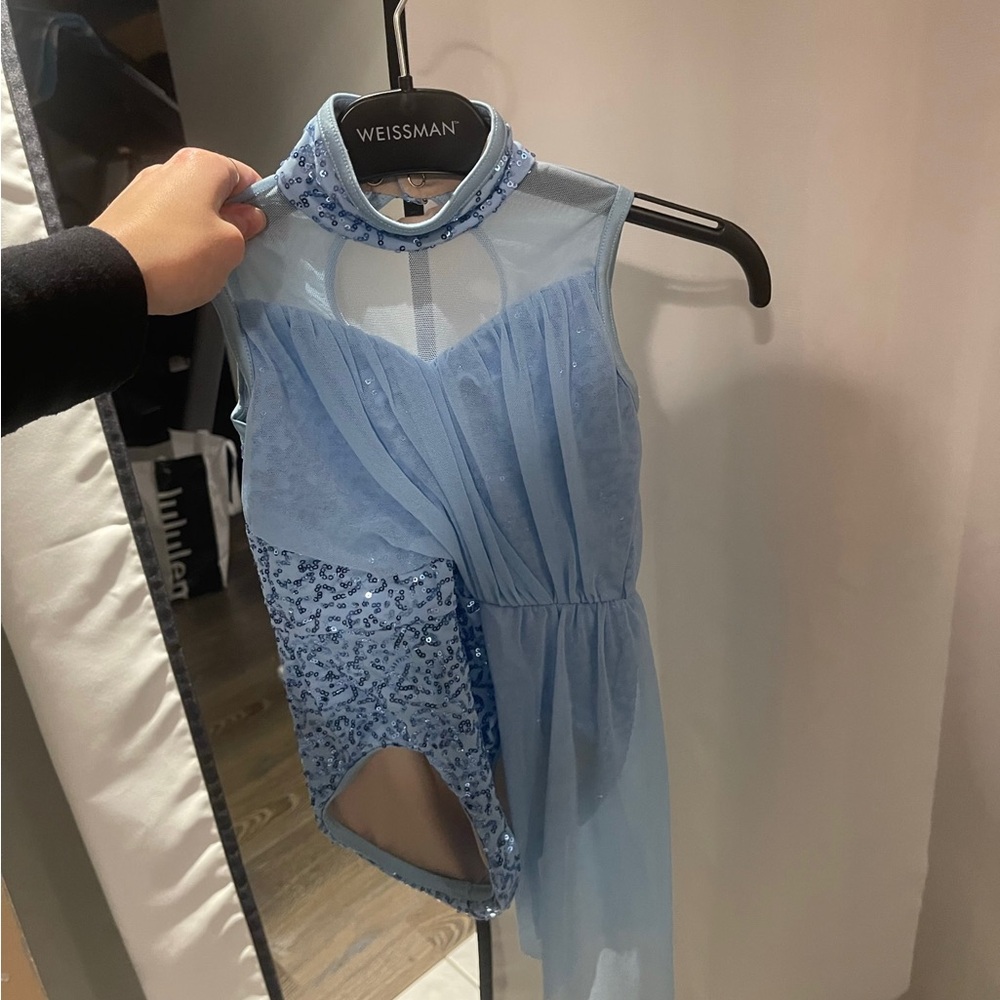 Weissman Light Blue Dance Leotard with Sequins